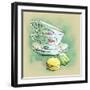 Painted Watercolor French Dessert Macaroons and Tea Cups-lozas-Framed Art Print