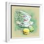 Painted Watercolor French Dessert Macaroons and Tea Cups-lozas-Framed Art Print