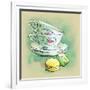 Painted Watercolor French Dessert Macaroons and Tea Cups-lozas-Framed Art Print