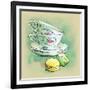 Painted Watercolor French Dessert Macaroons and Tea Cups-lozas-Framed Art Print