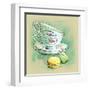 Painted Watercolor French Dessert Macaroons and Tea Cups-lozas-Framed Art Print