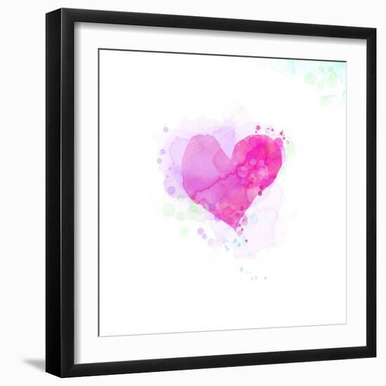 Painted Watercolor Heart-lozas-Framed Art Print