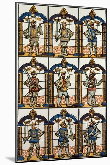 Painted Window Two Saxon Earls of Mercia and Seven Norman Earls of Chester-null-Mounted Giclee Print