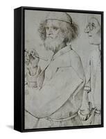 Painter and Patron (With Brueghel's Self-Portrait), Drawing-Pieter Bruegel the Elder-Framed Stretched Canvas
