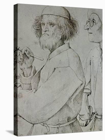 Painter and Patron (With Brueghel's Self-Portrait), Drawing-Pieter Bruegel the Elder-Stretched Canvas