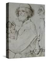 Painter and Patron (With Brueghel's Self-Portrait), Drawing-Pieter Bruegel the Elder-Stretched Canvas