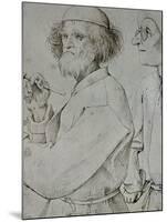 Painter and Patron (With Brueghel's Self-Portrait), Drawing-Pieter Bruegel the Elder-Mounted Giclee Print