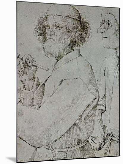 Painter and Patron (With Brueghel's Self-Portrait), Drawing-Pieter Bruegel the Elder-Mounted Giclee Print