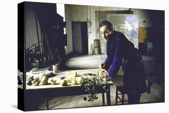 Painter Balthus at Work in His Studio in the Chateau de Chassy-Loomis Dean-Stretched Canvas