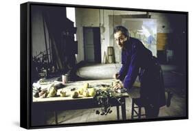 Painter Balthus at Work in His Studio in the Chateau de Chassy-Loomis Dean-Framed Stretched Canvas