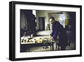 Painter Balthus at Work in His Studio in the Chateau de Chassy-Loomis Dean-Framed Photographic Print