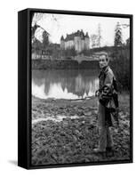 Painter Balthus Standing Outside Chateau de Chassy, Studio in Morvan, 200 Miles Southwest of Paris-Loomis Dean-Framed Stretched Canvas