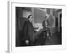 Painter Brion Gysin, Shown W His Paintings in Hotel Room in with Writer William S. Burroughs-Loomis Dean-Framed Photographic Print