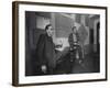 Painter Brion Gysin, Shown W His Paintings in Hotel Room in with Writer William S. Burroughs-Loomis Dean-Framed Photographic Print