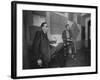 Painter Brion Gysin, Shown W His Paintings in Hotel Room in with Writer William S. Burroughs-Loomis Dean-Framed Photographic Print