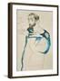 Painter Gustav Klimt in His Blue Painter's Smock, 1913-Egon Schiele-Framed Premium Giclee Print