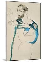 Painter Gustav Klimt in His Blue Painter's Smock, 1913-Egon Schiele-Mounted Giclee Print