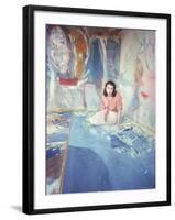 Painter Helen Frankenthaler Sitting Amidst Her Art in Her Studio-Gordon Parks-Framed Premium Photographic Print