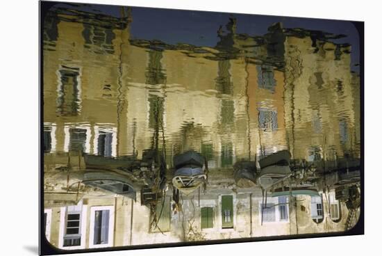 Painter is Reflected in River or Canal at Martigues, a Mediterranean Fishing Village-Walter Sanders-Mounted Premium Photographic Print