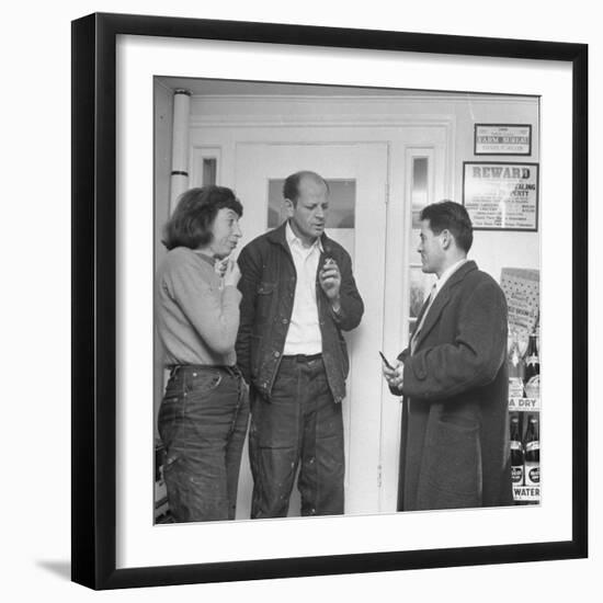 Painter Jackson Pollock and Lee Krasner Talking with Guest-Martha Holmes-Framed Premium Photographic Print