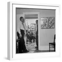 Painter Jackson Pollock Standing in Doorway Near One of His Paintings-Martha Holmes-Framed Premium Photographic Print