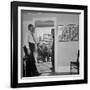 Painter Jackson Pollock Standing in Doorway Near One of His Paintings-Martha Holmes-Framed Premium Photographic Print