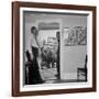 Painter Jackson Pollock Standing in Doorway Near One of His Paintings-Martha Holmes-Framed Premium Photographic Print
