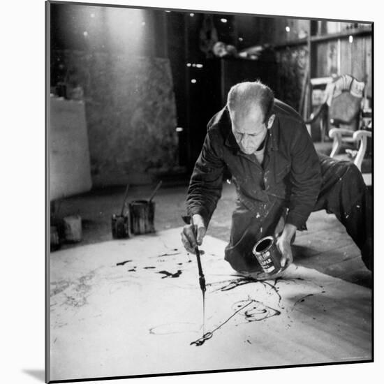 Painter Jackson Pollock Working in His Long Island Studio Adjacent to His Home-Martha Holmes-Mounted Premium Photographic Print