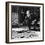 Painter Jackson Pollock Working in His Studio, Cigarette in Mouth, Dropping Paint onto Canvas-Martha Holmes-Framed Premium Photographic Print