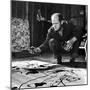 Painter Jackson Pollock Working in His Studio, Cigarette in Mouth, Dropping Paint onto Canvas-Martha Holmes-Mounted Premium Photographic Print