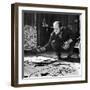 Painter Jackson Pollock Working in His Studio, Cigarette in Mouth, Dropping Paint Onto Canvas-Martha Holmes-Framed Photographic Print