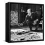 Painter Jackson Pollock Working in His Studio, Cigarette in Mouth, Dropping Paint Onto Canvas-Martha Holmes-Framed Stretched Canvas