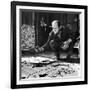 Painter Jackson Pollock Working in His Studio, Cigarette in Mouth, Dropping Paint Onto Canvas-Martha Holmes-Framed Photographic Print