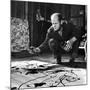 Painter Jackson Pollock Working in His Studio, Cigarette in Mouth, Dropping Paint Onto Canvas-Martha Holmes-Mounted Photographic Print