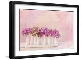 Painterly Textured Flower Still Life on Old Wooden Board-Anyka-Framed Photographic Print