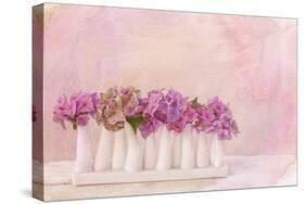 Painterly Textured Flower Still Life on Old Wooden Board-Anyka-Stretched Canvas