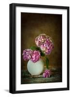 Painterly Textured Flower Still Life on Old Wooden Board-Anyka-Framed Photographic Print