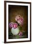 Painterly Textured Flower Still Life on Old Wooden Board-Anyka-Framed Photographic Print