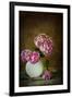 Painterly Textured Flower Still Life on Old Wooden Board-Anyka-Framed Photographic Print