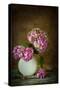 Painterly Textured Flower Still Life on Old Wooden Board-Anyka-Stretched Canvas