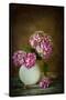 Painterly Textured Flower Still Life on Old Wooden Board-Anyka-Stretched Canvas