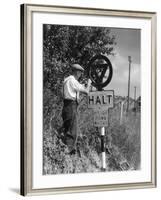 Painting a Road Sign-null-Framed Photographic Print