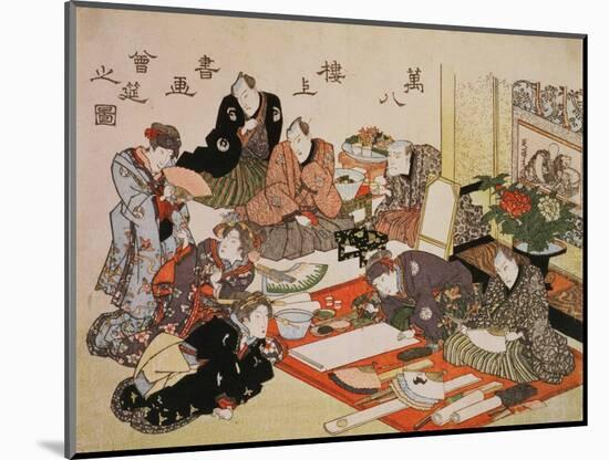 Painting and Calligraphy Party at the Manpachiro Teahouse, 1827-Utagawa Kunisada-Mounted Giclee Print