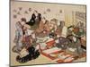 Painting and Calligraphy Party at the Manpachiro Teahouse, 1827-Utagawa Kunisada-Mounted Giclee Print