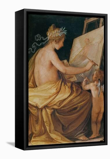 Painting, Assisted by a Cherub, Depicting Fame-Giovanni Mannozzi-Framed Stretched Canvas