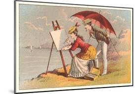 Painting at the Seashore-null-Mounted Art Print
