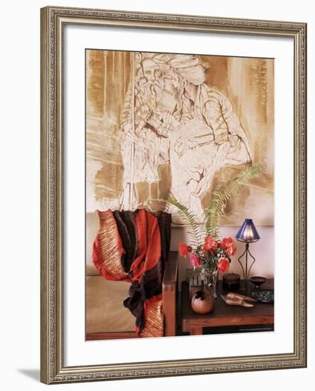 Painting by Jaya Rastogi Wheaton, in Artist's House in Jaipur, Rajasthan State, India-John Henry Claude Wilson-Framed Photographic Print