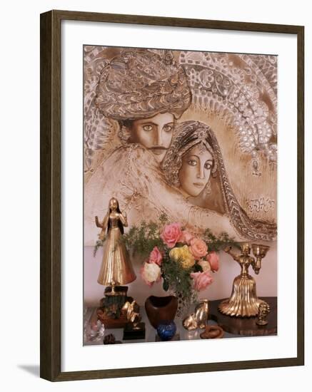 Painting by Jaya Rastogi Wheaton, in Artist's House in Jaipur, Rajasthan State, India-John Henry Claude Wilson-Framed Photographic Print