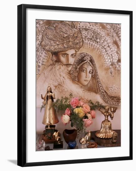 Painting by Jaya Rastogi Wheaton, in Artist's House in Jaipur, Rajasthan State, India-John Henry Claude Wilson-Framed Photographic Print