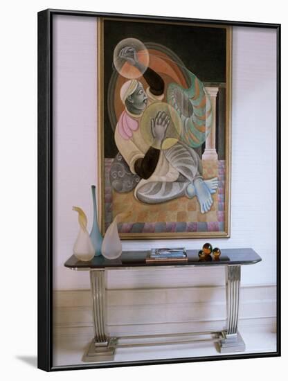 Painting by Satish Gujral in Contemporary Home of Wealthy Owner from India's Merchant Class, India-John Henry Claude Wilson-Framed Photographic Print